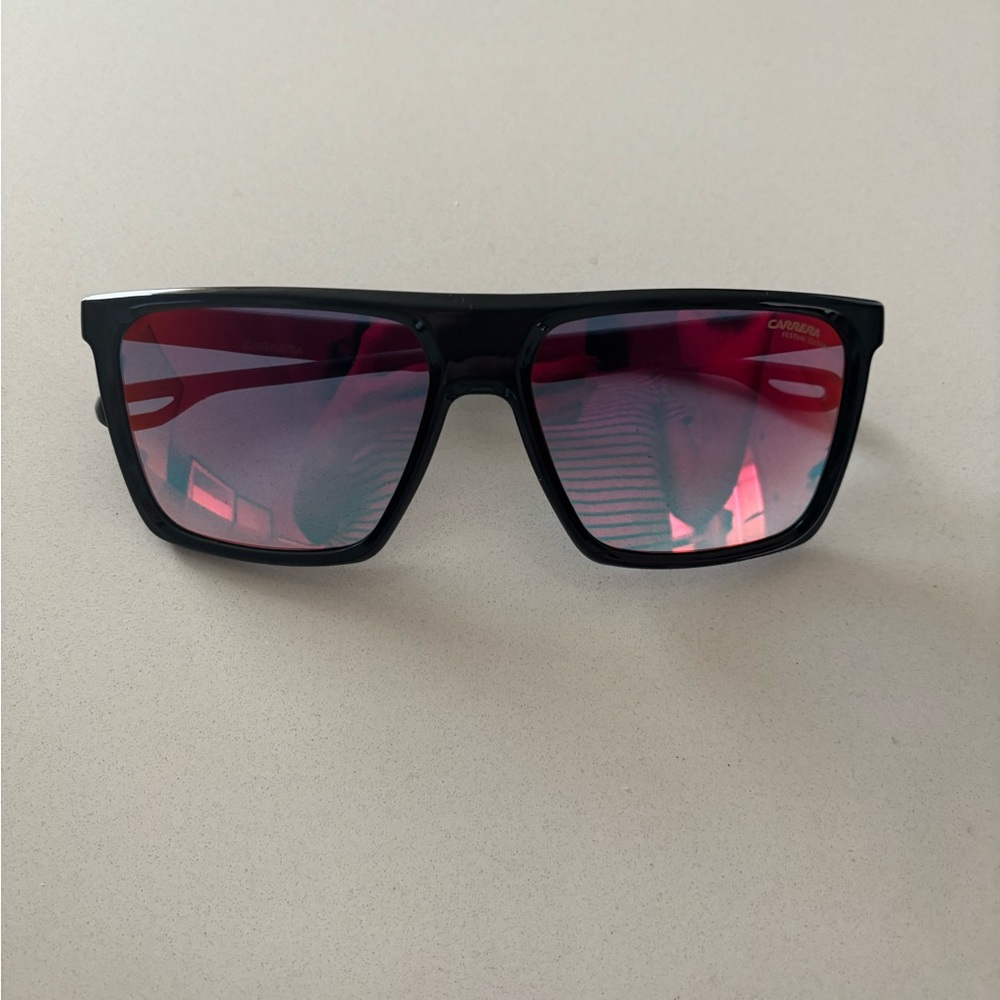 Carrera Men’s Black Frame Sunglasses with Mirrored Lenses - Festival Edition